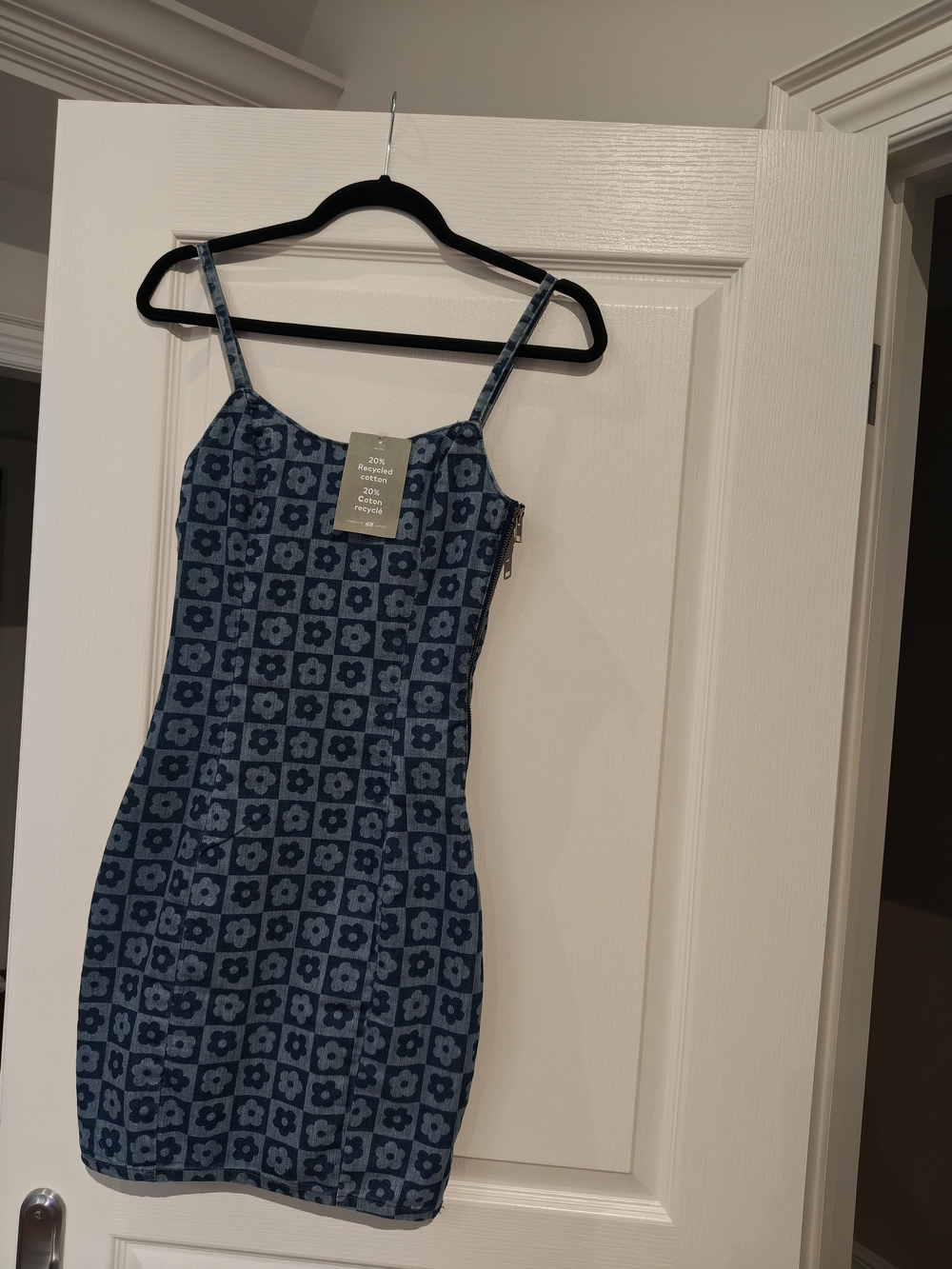 NWT Divided Blue Floral Check Mini Dress